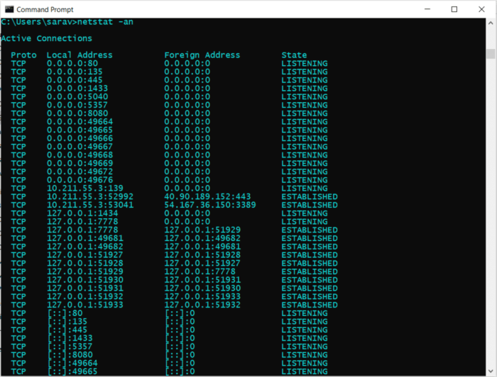 Which tcp/ip utility gives the following output