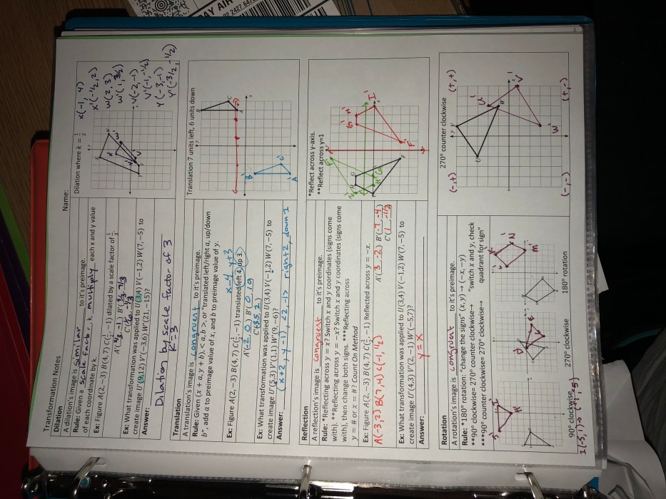 Unit 9 transformations homework 3 rotations answer key